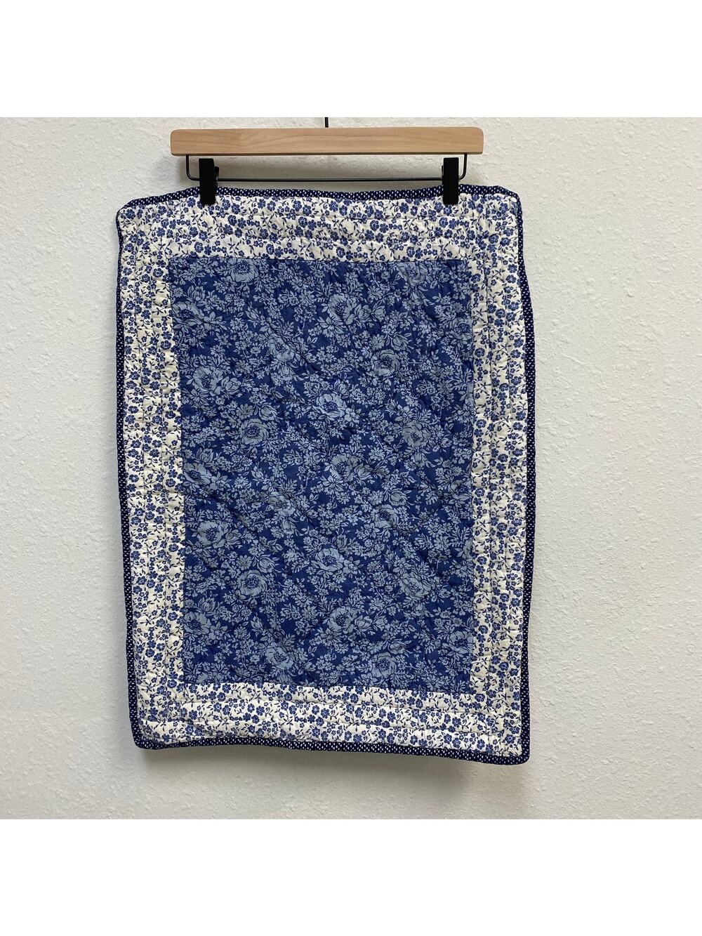 Linensource Forget-Me-Not Blue Pieced Quilted Shams (2)  Cottagecore 21 x 27
